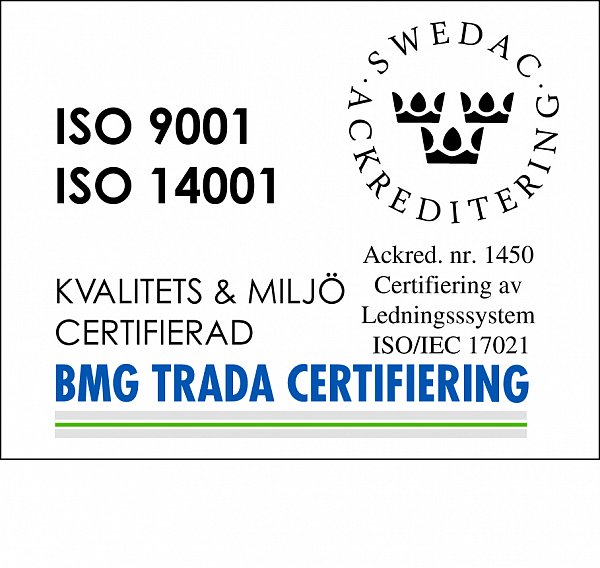 Förnyade ISO 9001 & ISO 14001 Certifikat